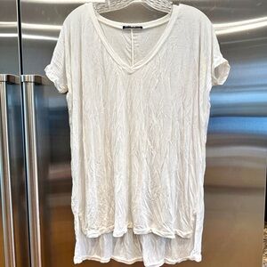 Brandy Melville White Slouchy V Neck T Shirt Oversized Lightweight , No Flaws
